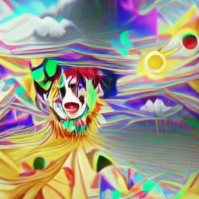 Crying Clown in Psychedelic Anime Style
