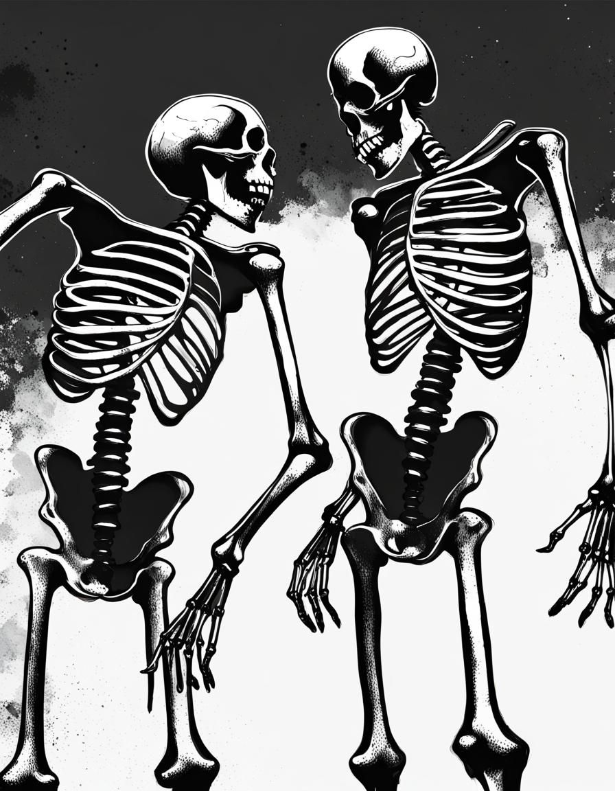 Dancing Skeletons in Black and White