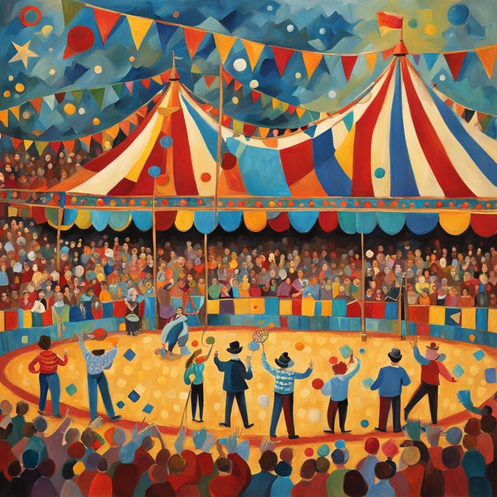 Circus Scene in Vibrant Impasto Style