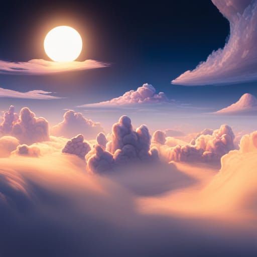 Cute Clouds with Beautiful View in Matte Painting Style