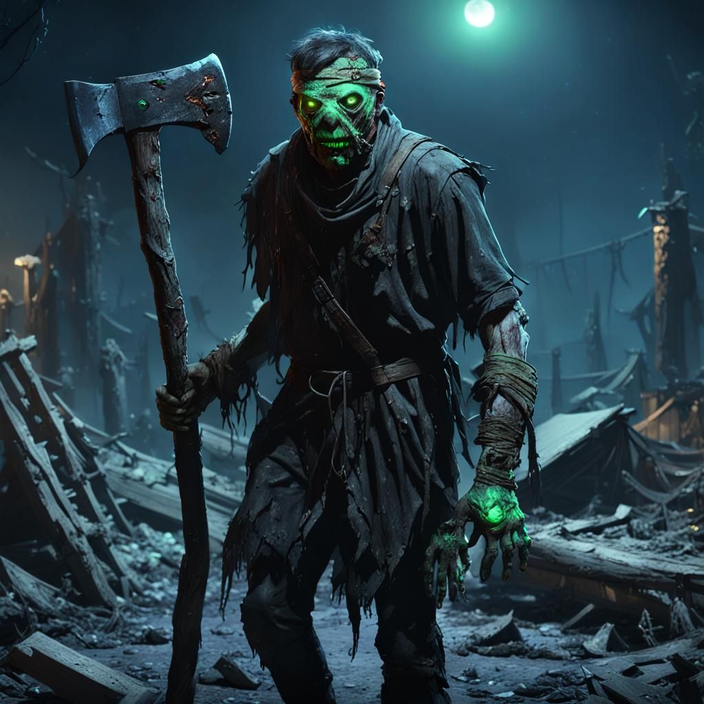 Horror Woodsman Axe: Dark Fantasy Concept Art