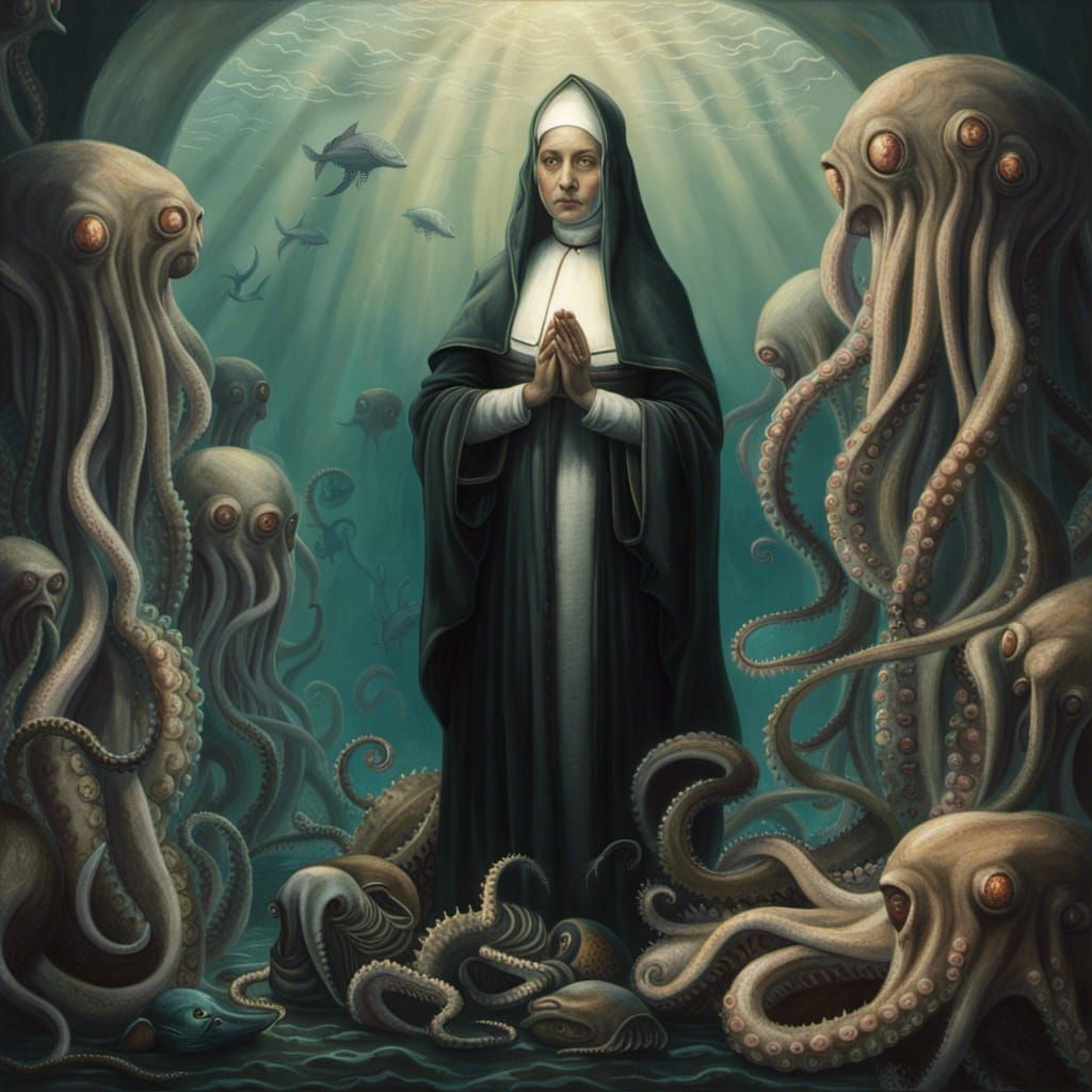 Haunted Nun in Sunken Gothic Cathedral