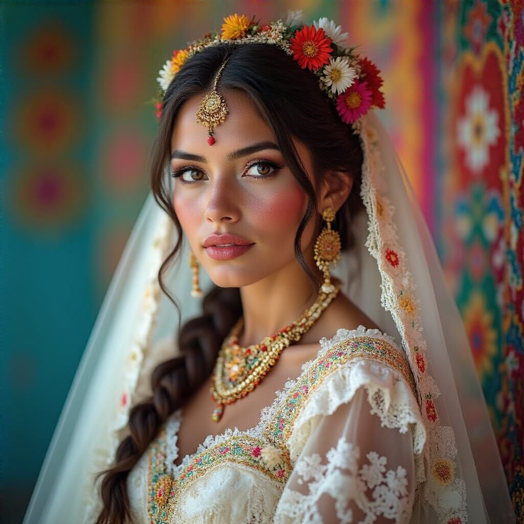 Peruvian Bride in Traditional Wedding Attire