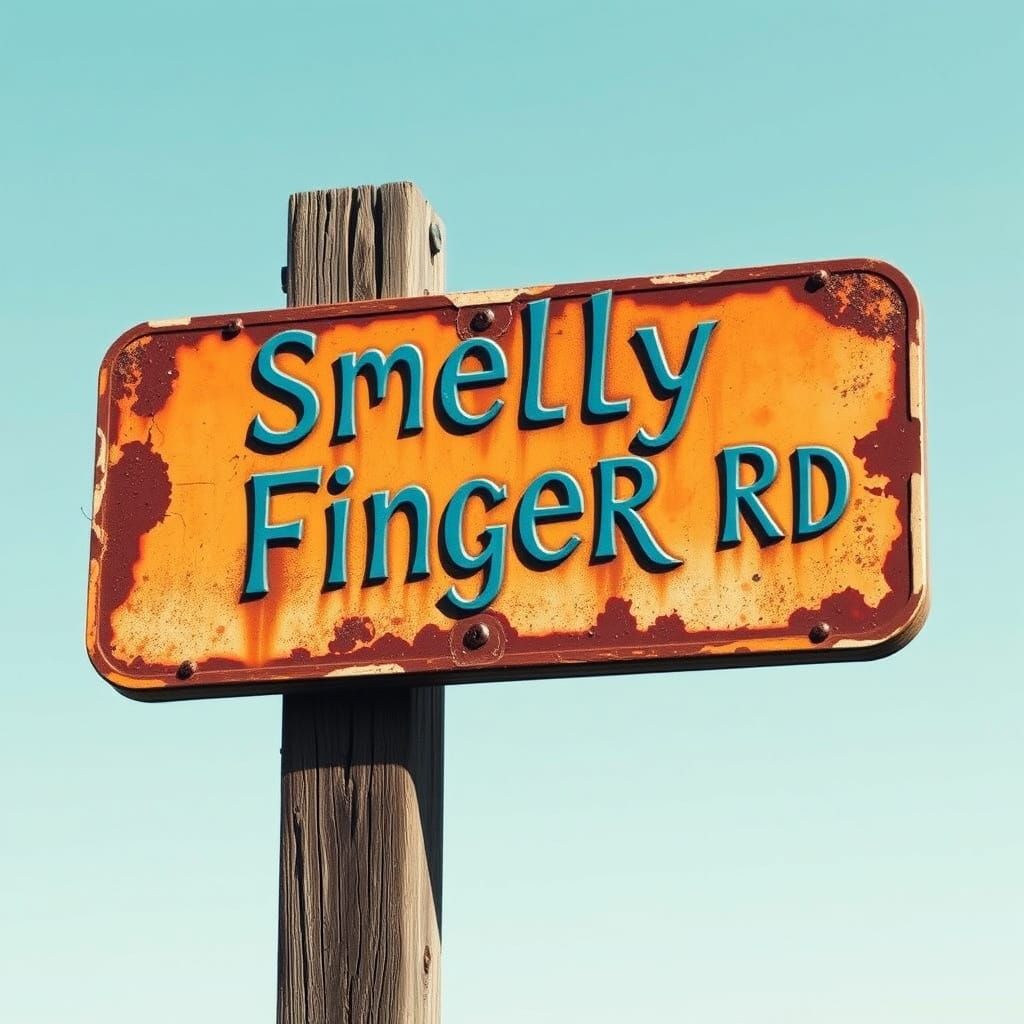 Rustic Street Sign in Folk Art Style