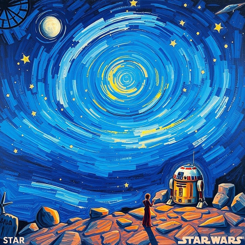 Star Wars Scene in Neo-Impressionist Style