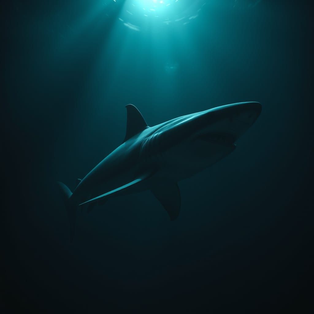 Eerie Shark in Deep Ocean Depths