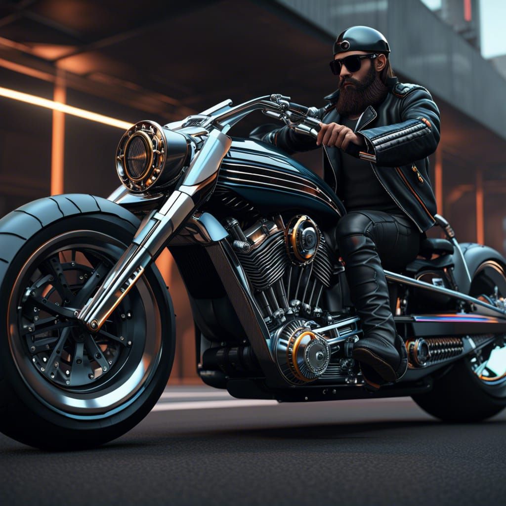 Futuristic Custom Chopper Motorcycle in 8K
