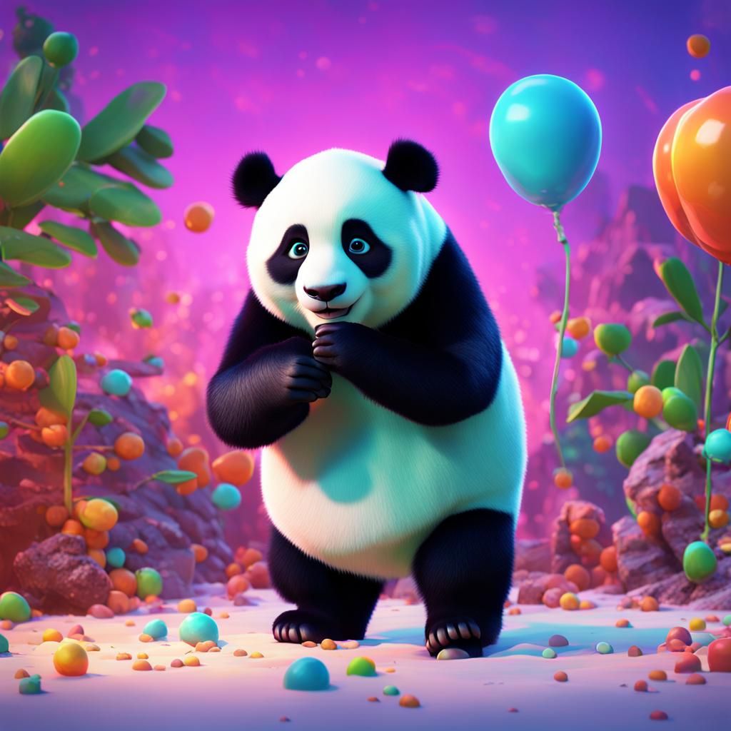 Anxious Panda: Pixar-Style 3D Concept Art