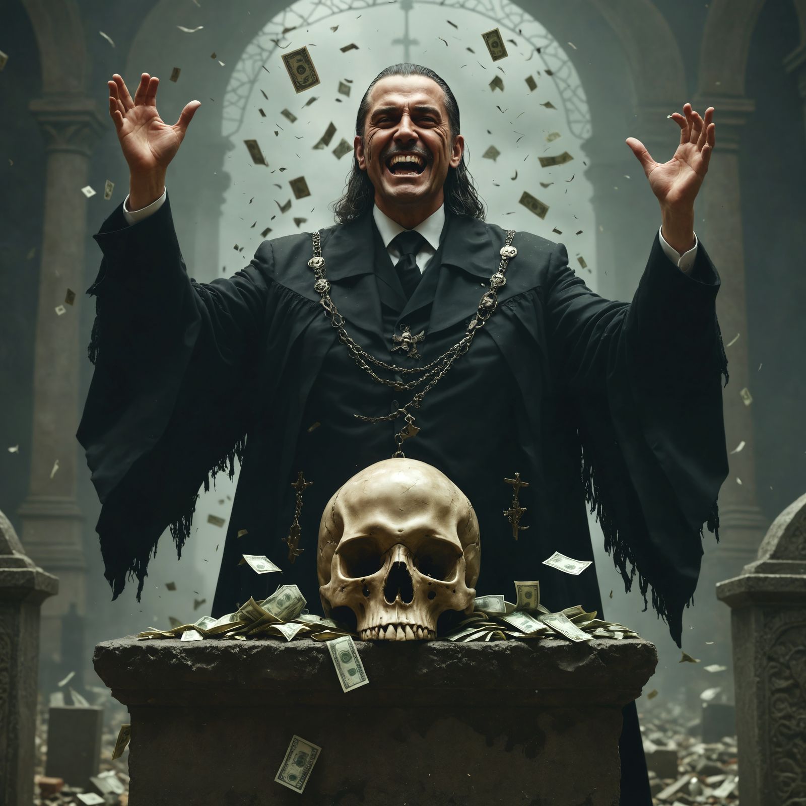 Sinister Minister: Skull, Cash, and Gloom