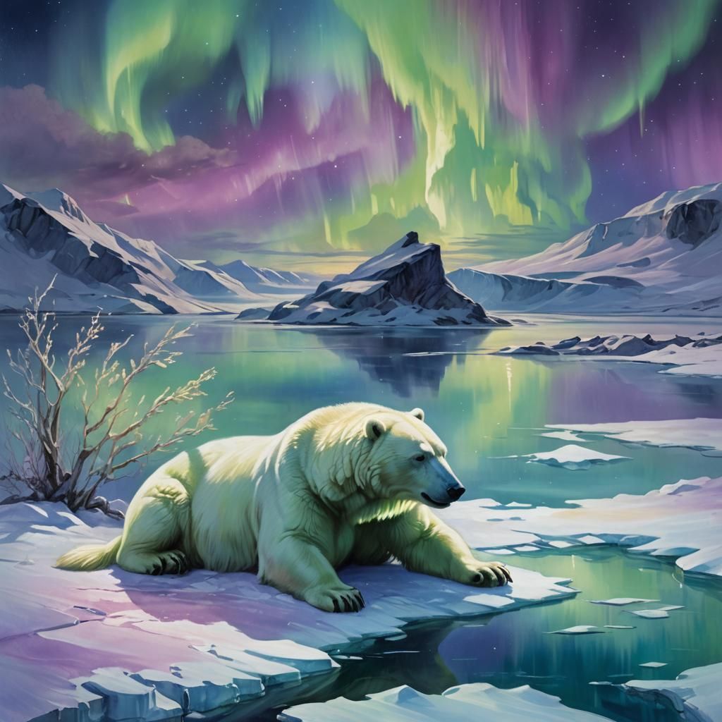 Aurora Borealis Concept Art: Polar Bear and Cub
