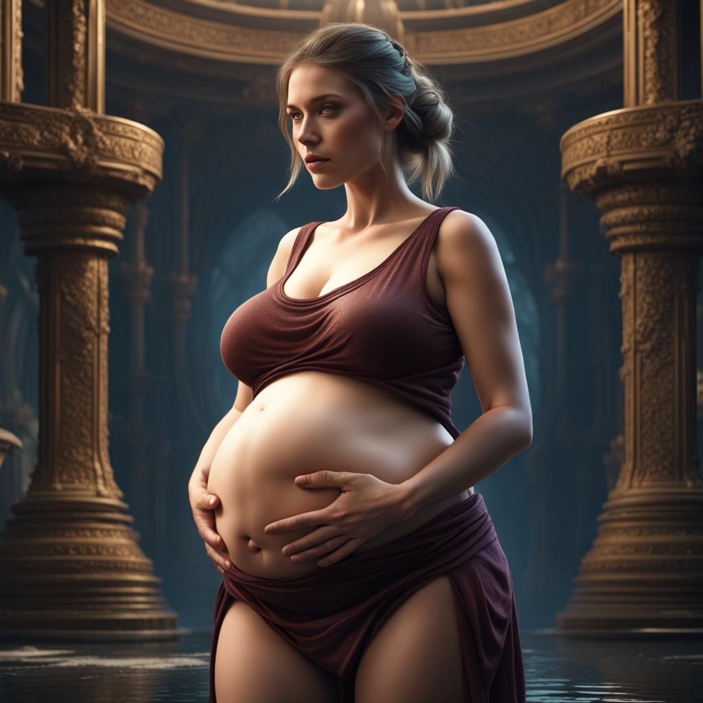 Pregnant Woman with Twins: Fantasy Concept Art