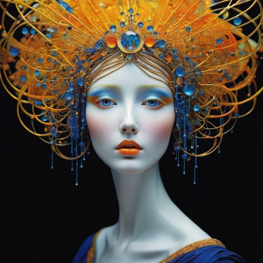 Magical Surrealism with Vibrant Yellow, Blue, and Orange Ton...