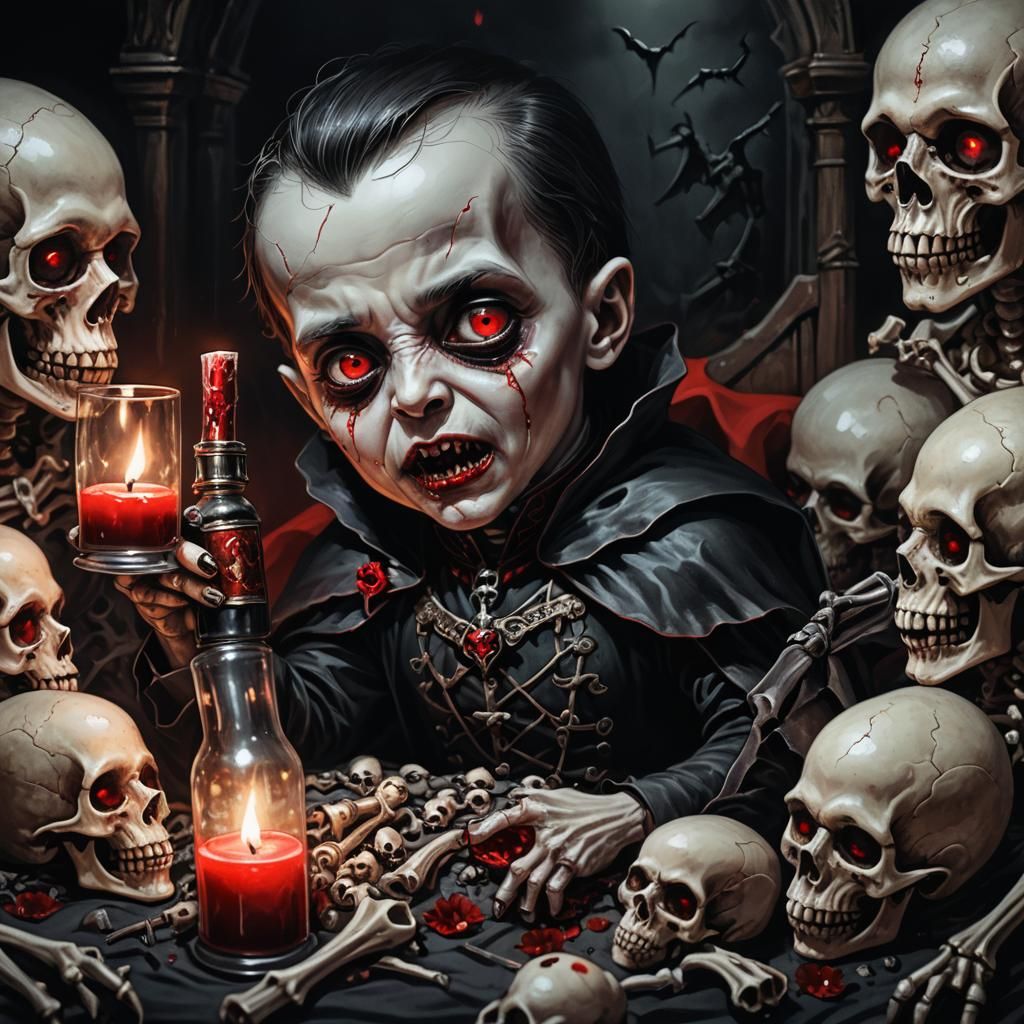 Baby Dracula Portrait in Dark Fantasy Style