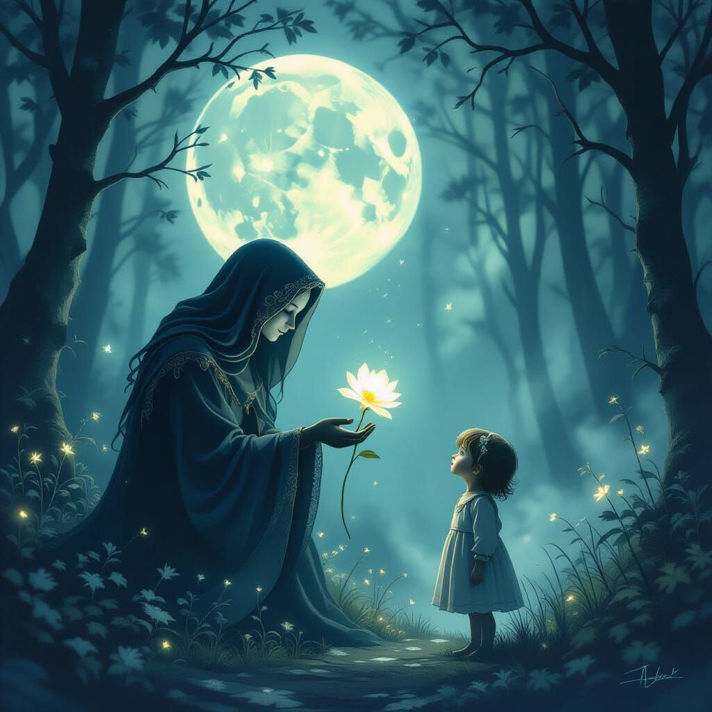 Spectral Automaton Offers Flower to Lost Child in Enchanted ...