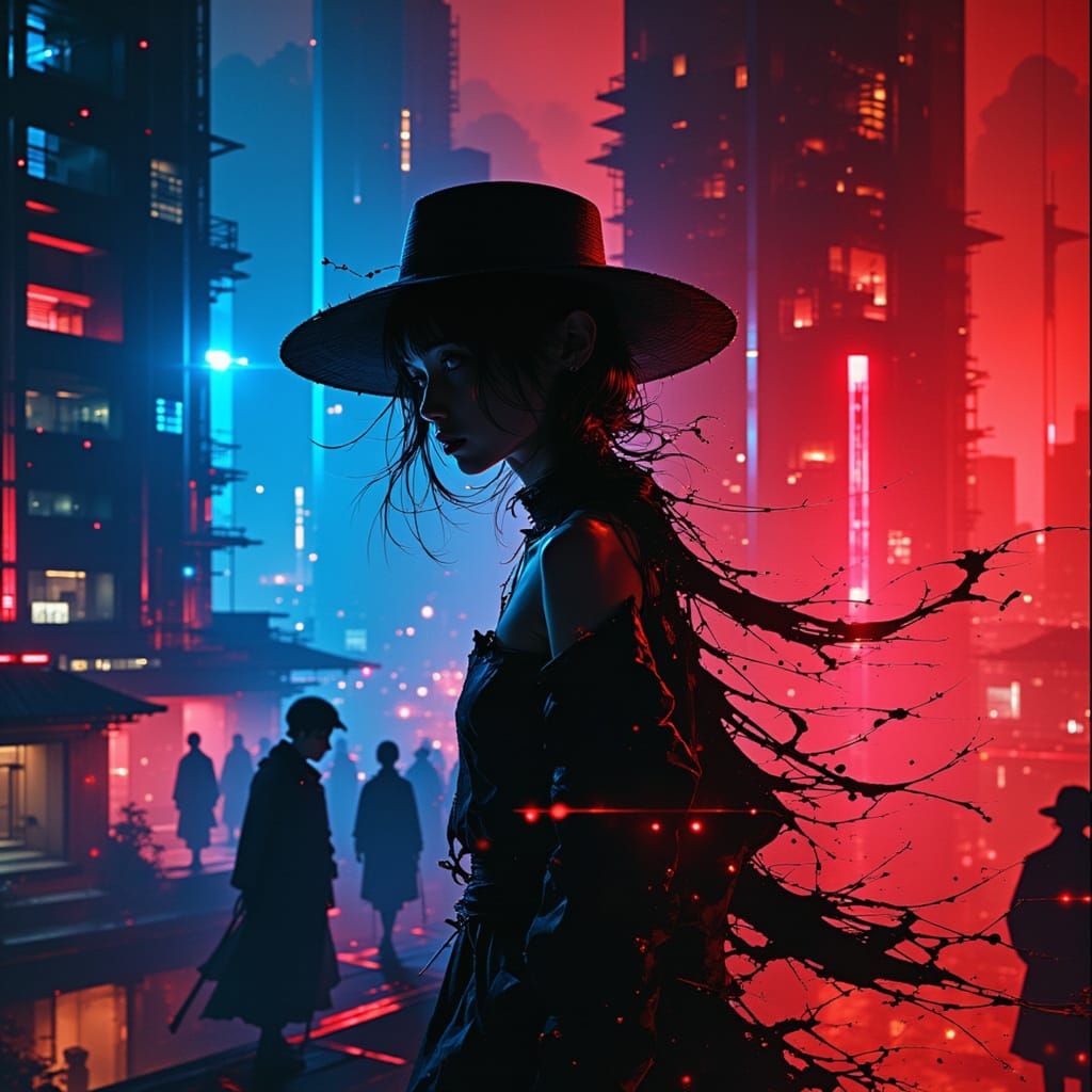 Futuristic Dancer in Neon City Rave