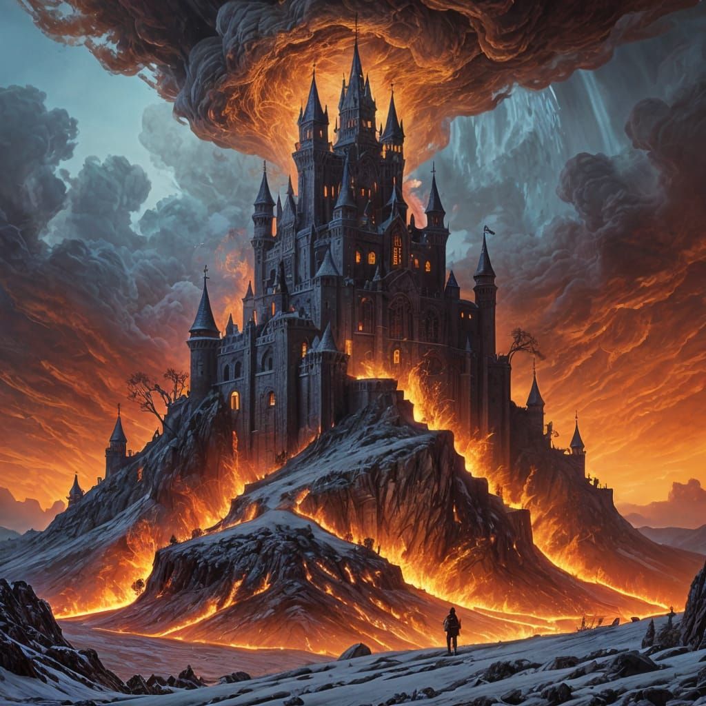 Eldritch Castle Radiates Warmth in Noctilucent Night