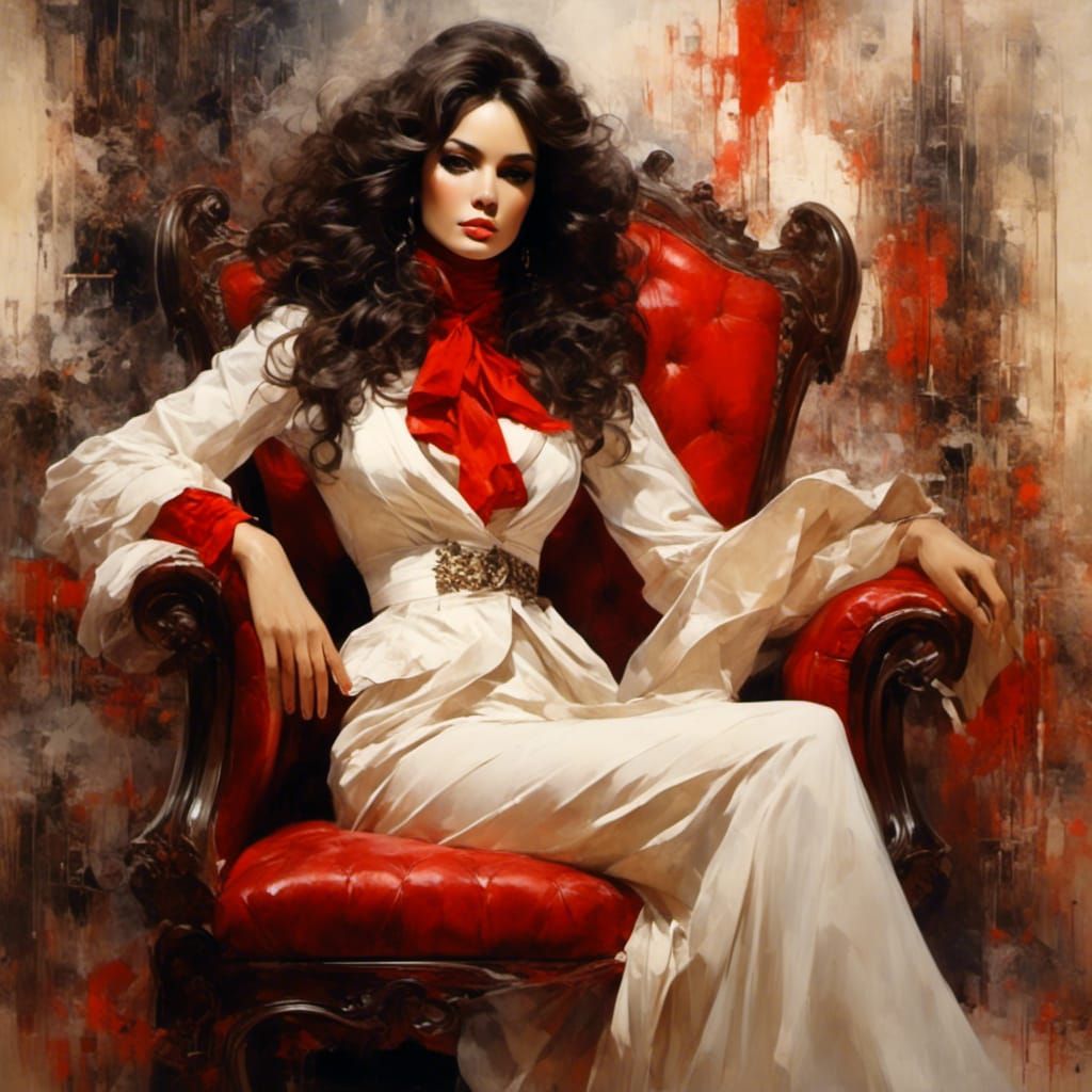 Glamorous Portrait of Woman in White Coat