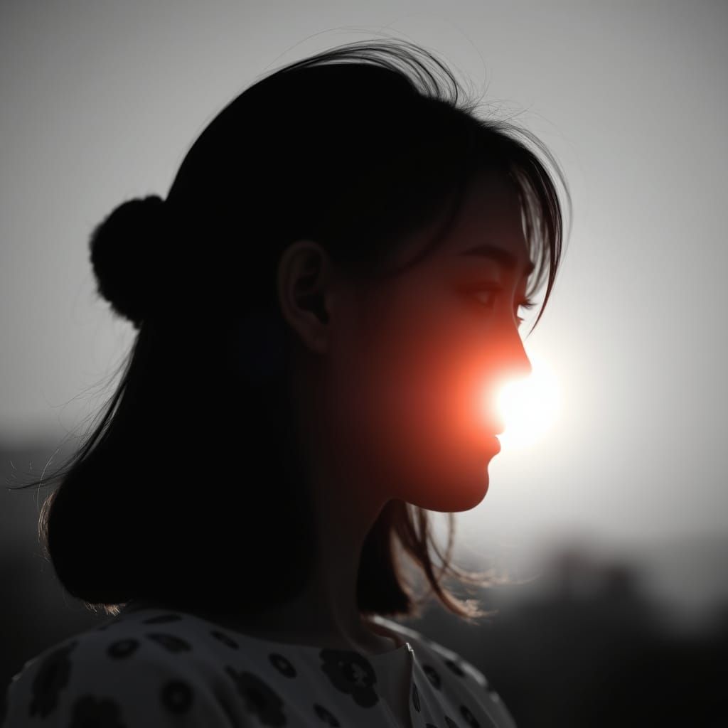 Surreal Sunset Beach Girl in Vibrant Colors