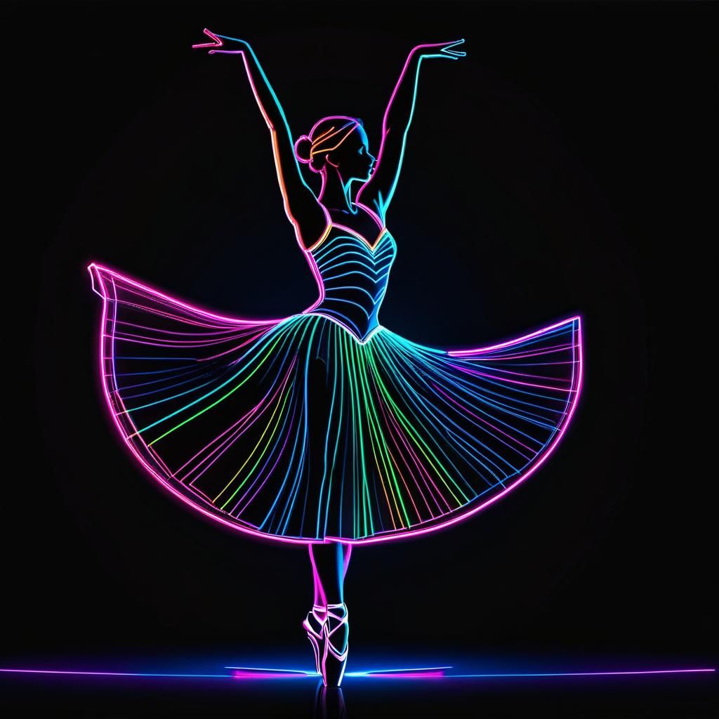 Neon Ballerina in Elegant Pirouette