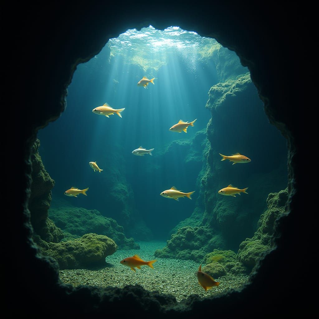 Elegant Figure Eight Aquarium with Hyperrealistic Fish