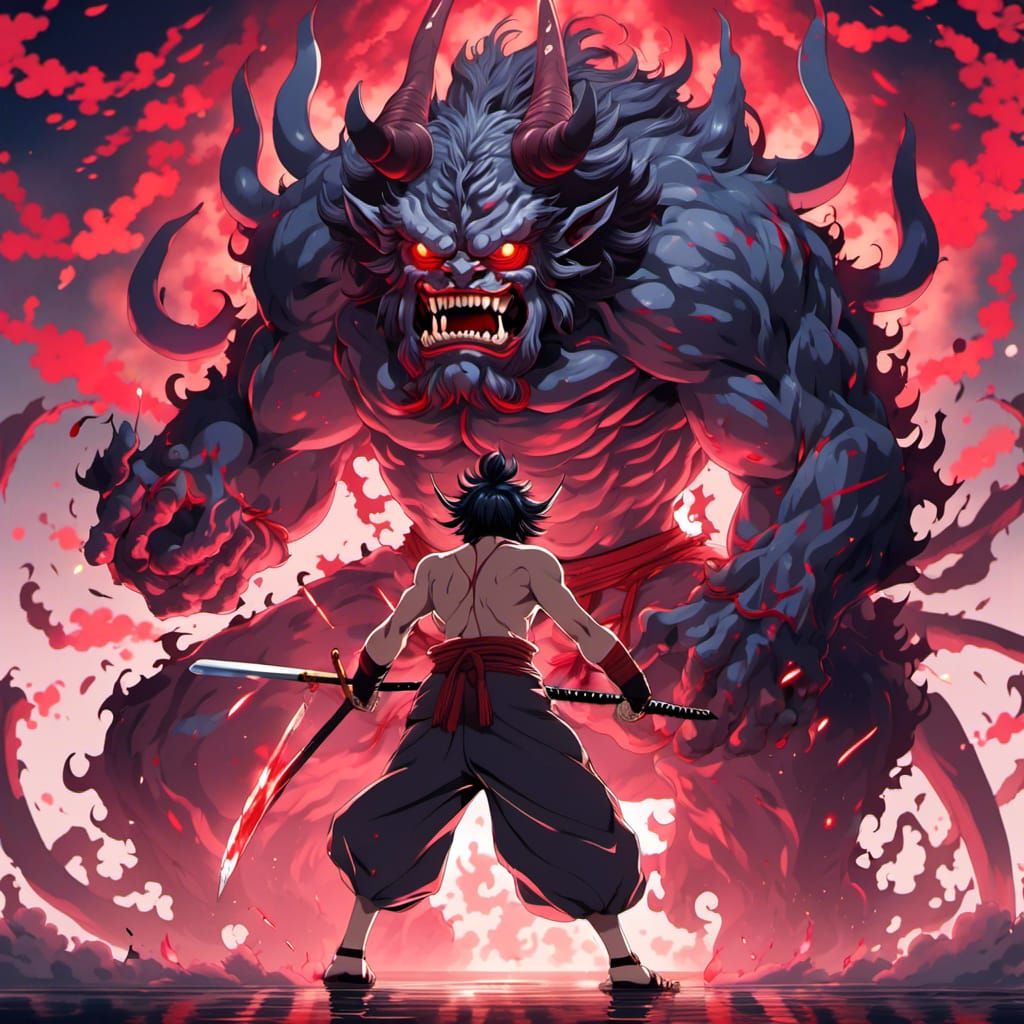 Japanese Oni in Anime Style