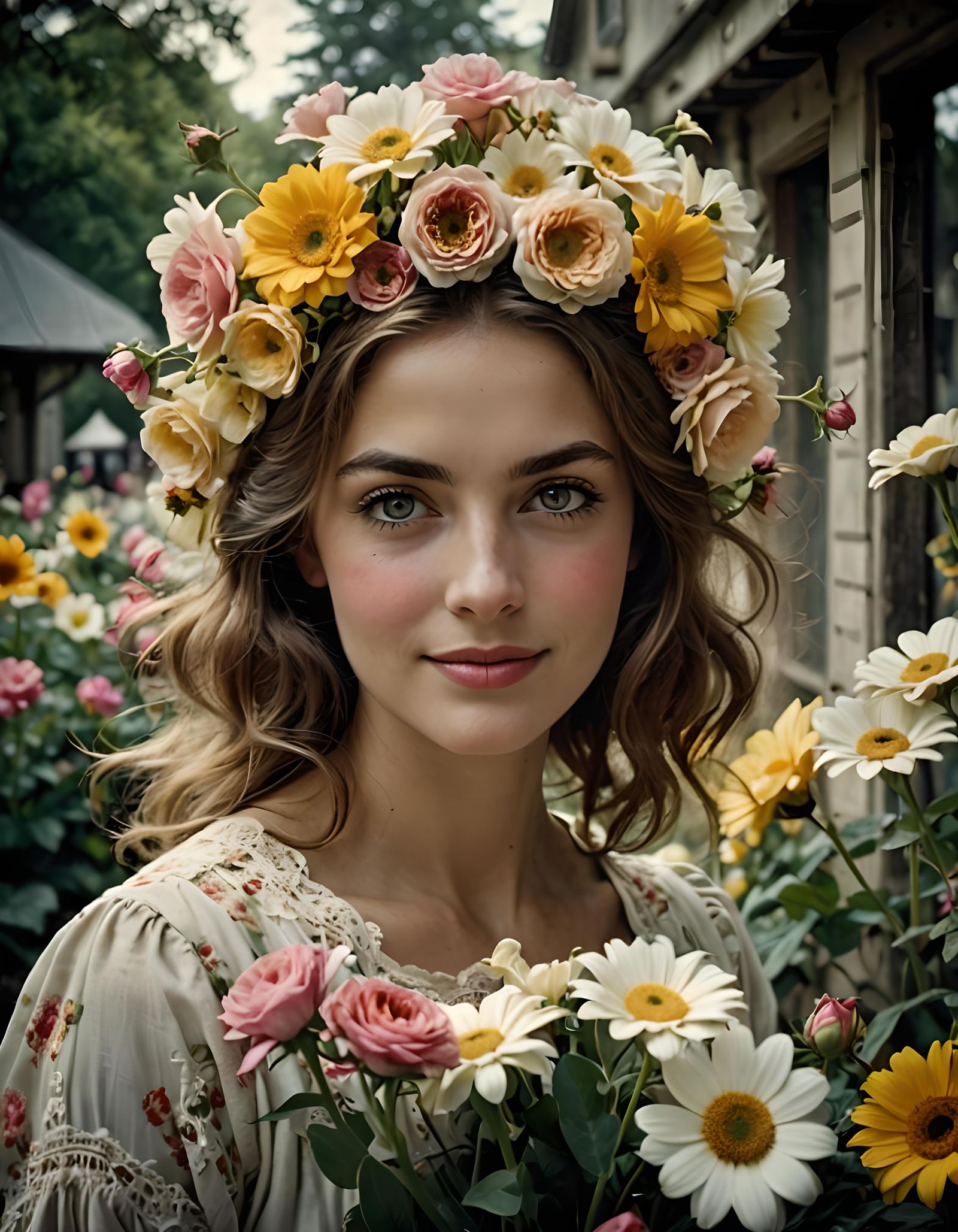 Vintage Portrait of Beauty with Mesmerizing Eyes