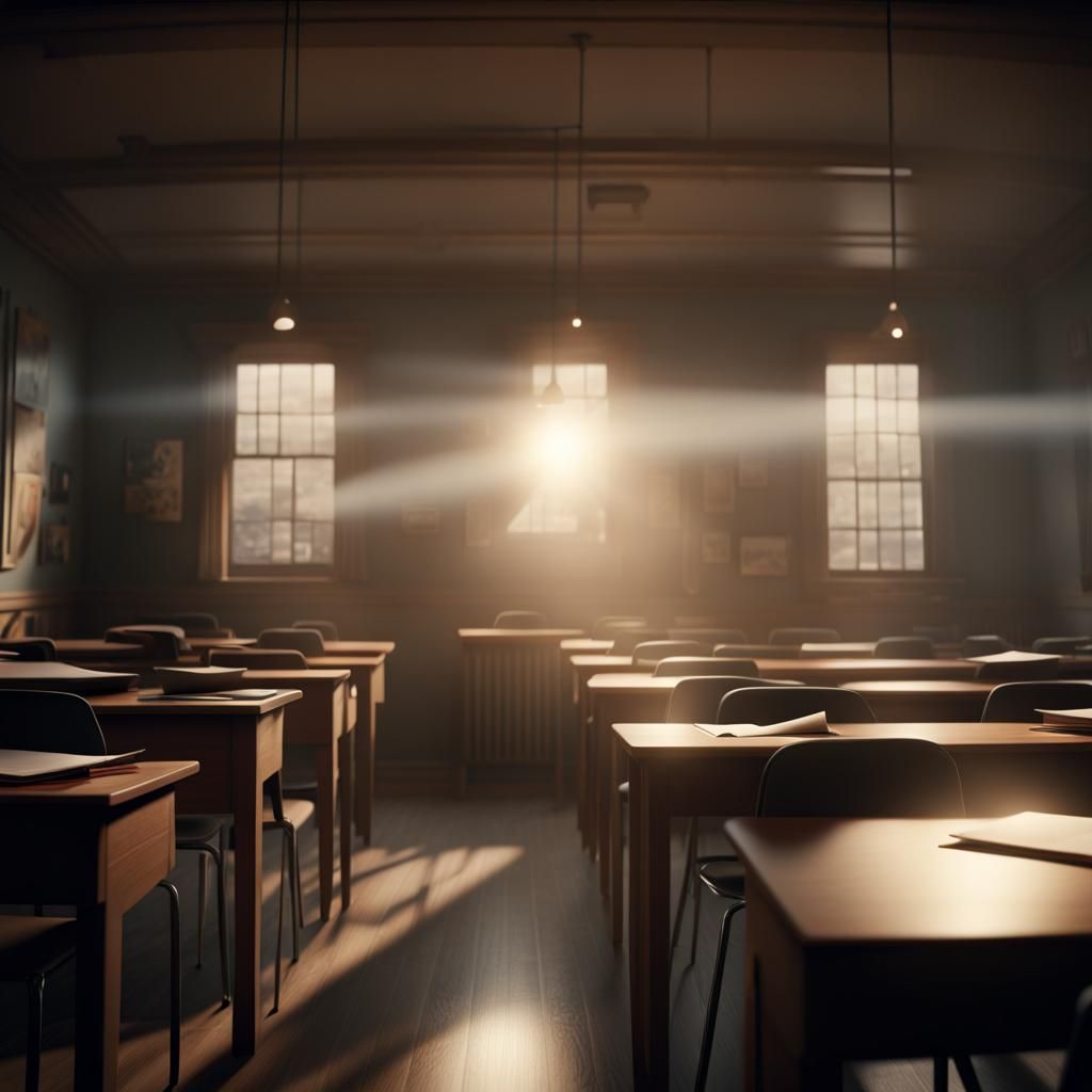 Pencil Spotlight in Classroom: Digital Matte Painting