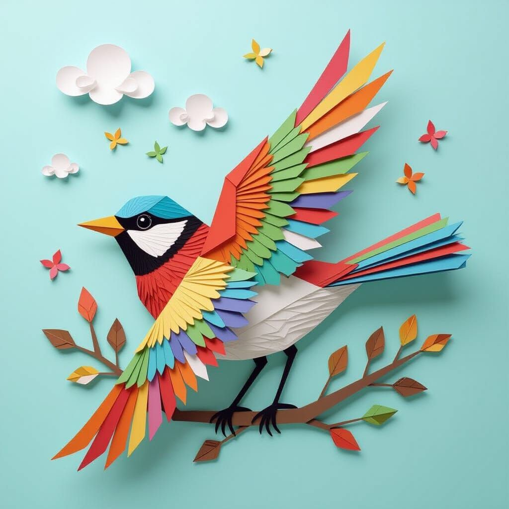 Origami Bird in Flight