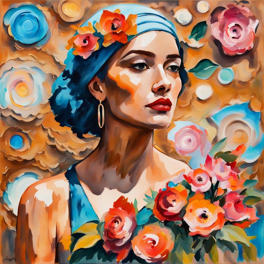 Uptown Girl in Gouache Style Watercolor Painting