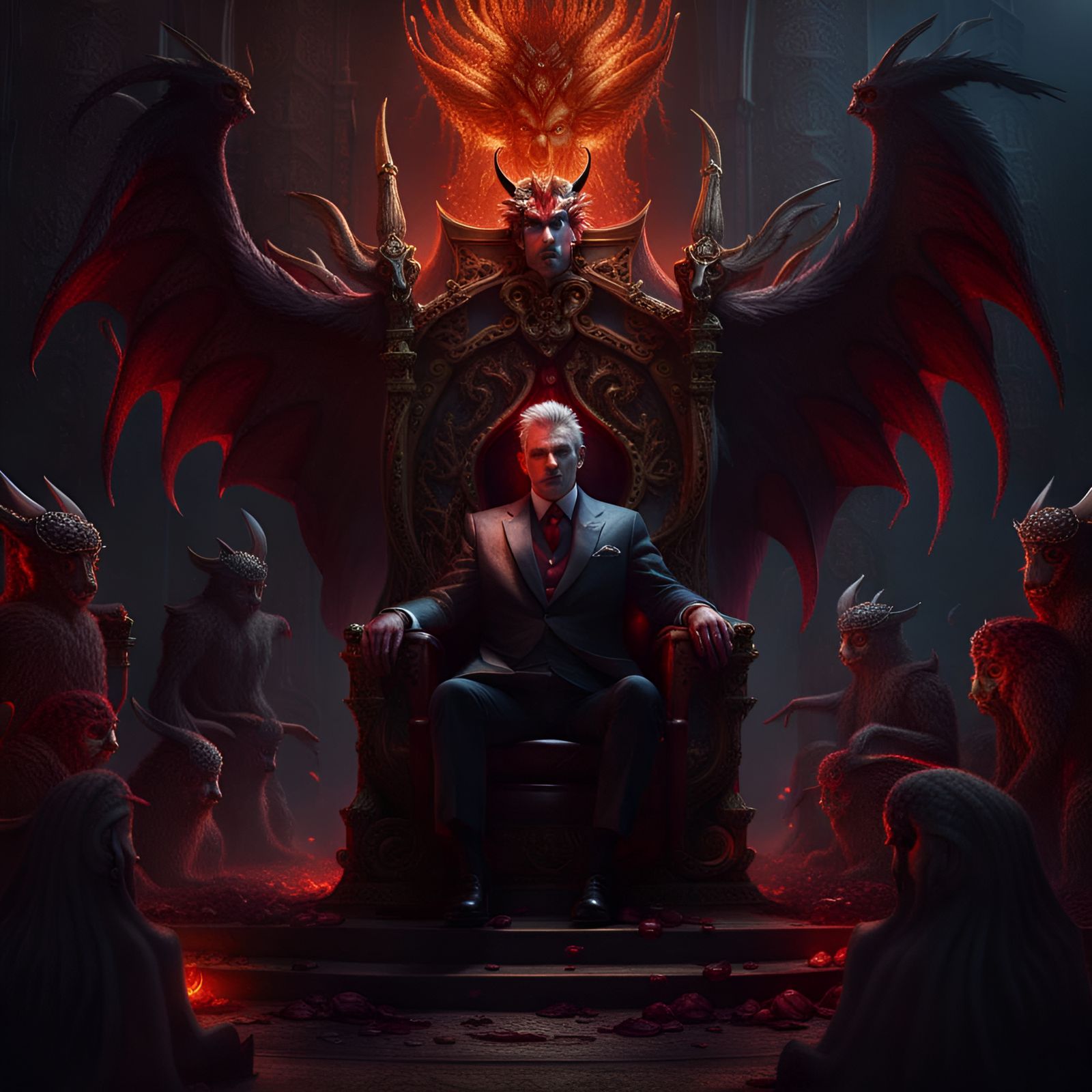 Lucifer Enthroned: A Fantastical Matte Painting