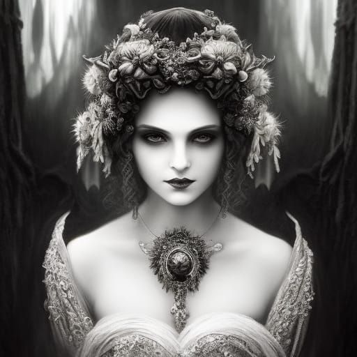 Cthulhu Bride Vintage Portrait in Dark Fantasy Art