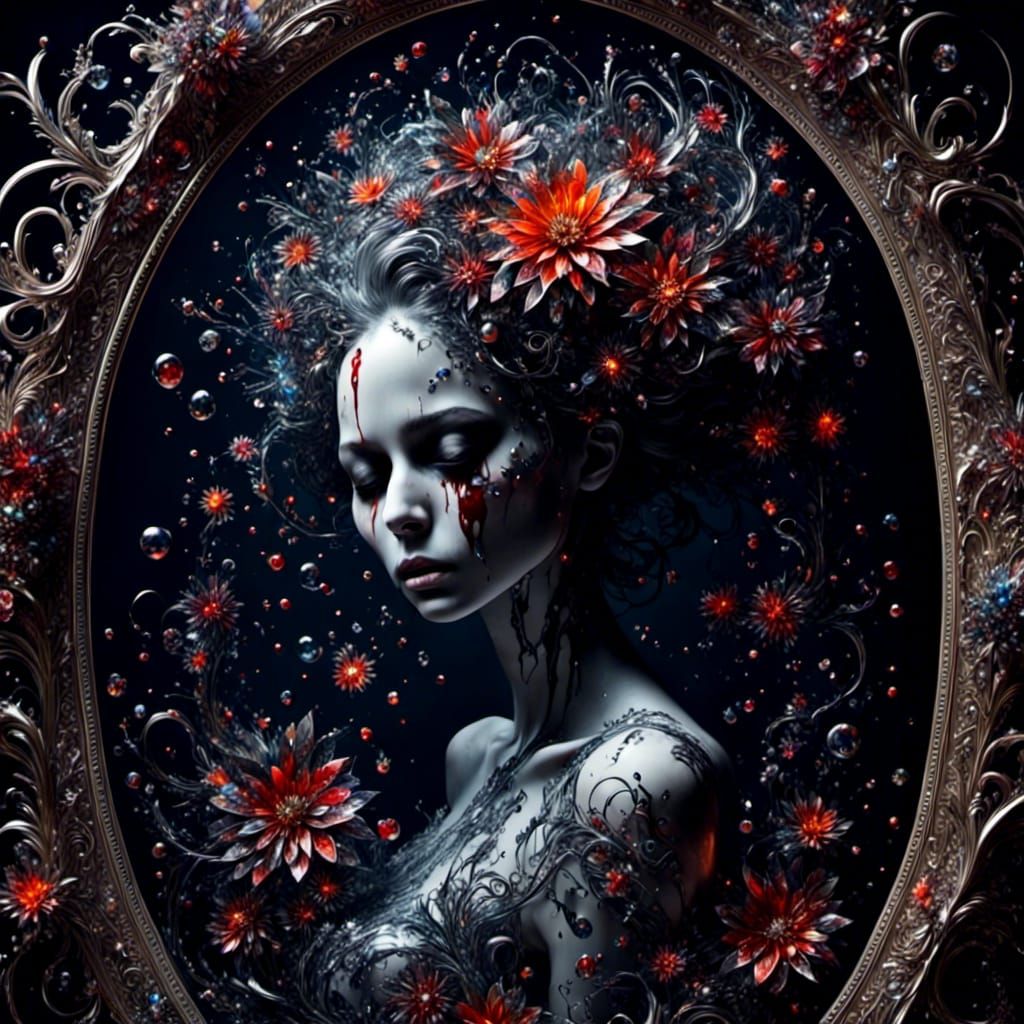 Ghostly Bloody Mary in Mirror with Crystal Effects