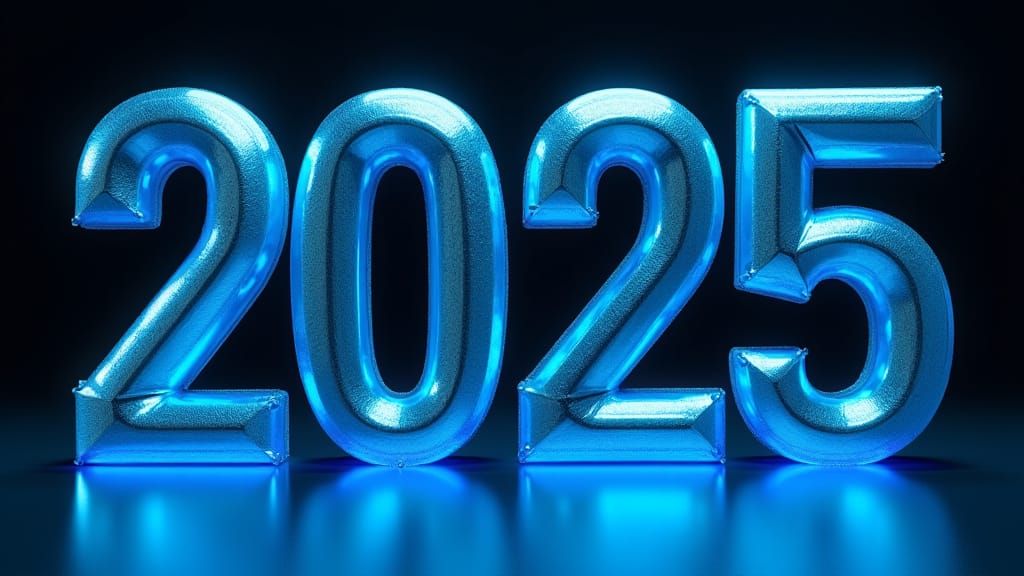 Futuristic Silver-Blue 2025 in Cyberpunk Style