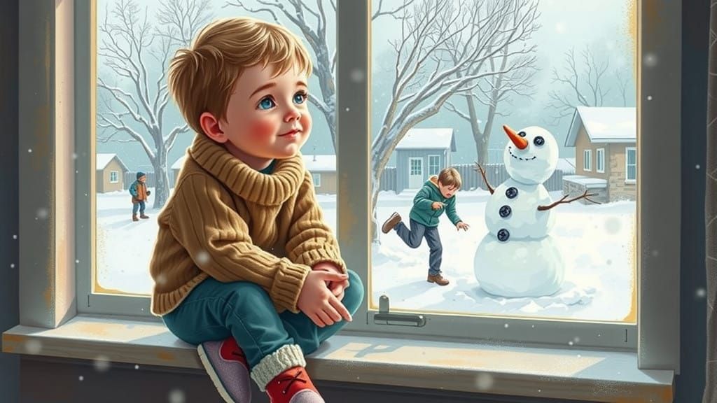 Child Enjoys Cozy Winter Scene