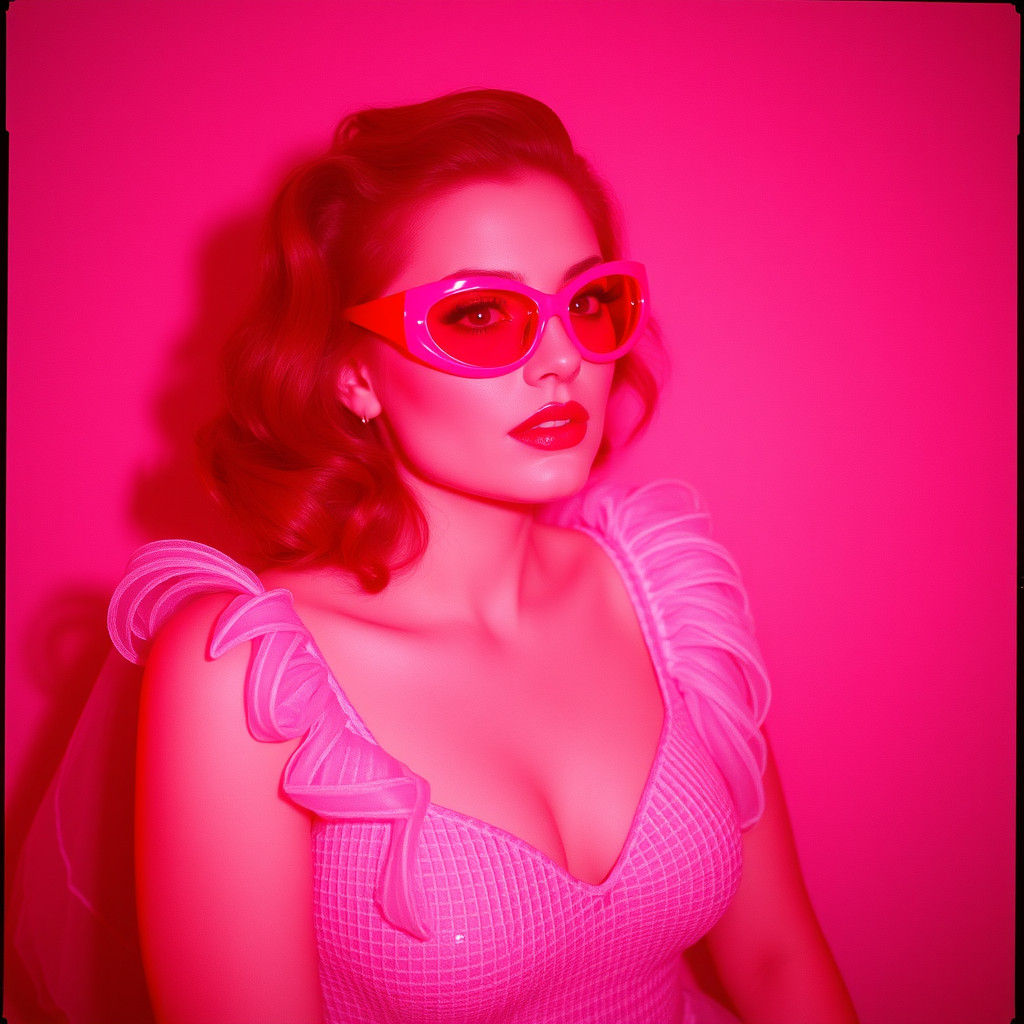 Minimalist Superhero Portrait in Cherry Tones