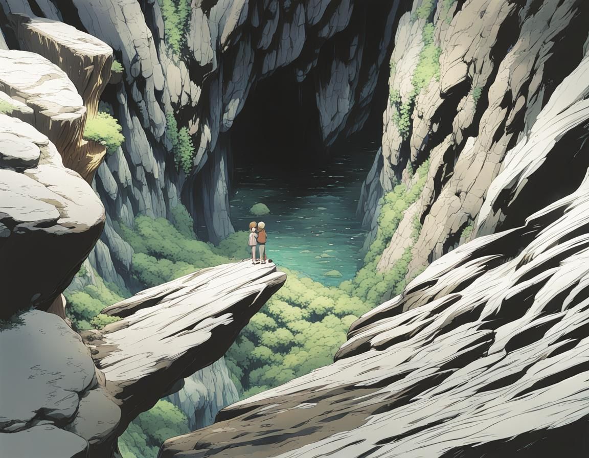 Ghibli-esque Cavern: Anime Key Visual