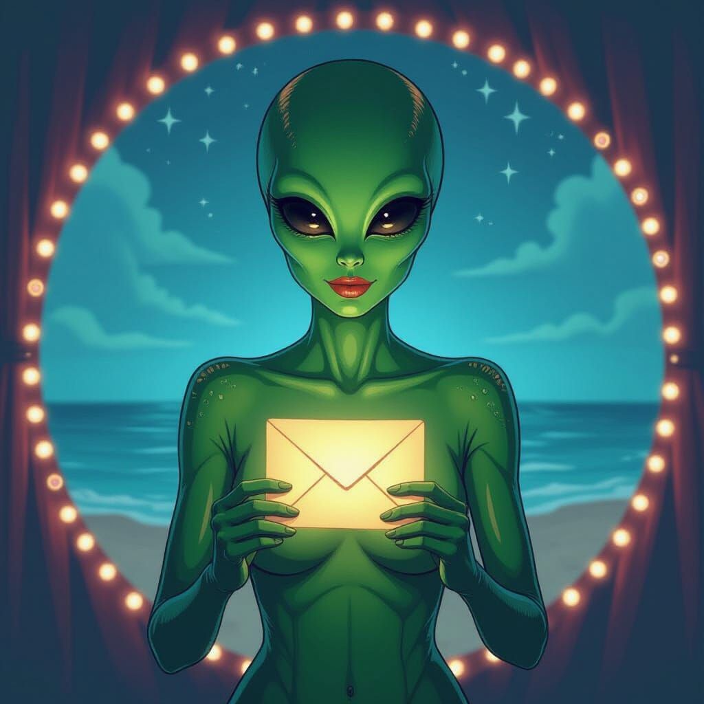 Alien Woman with Clown and Cherry Emojis