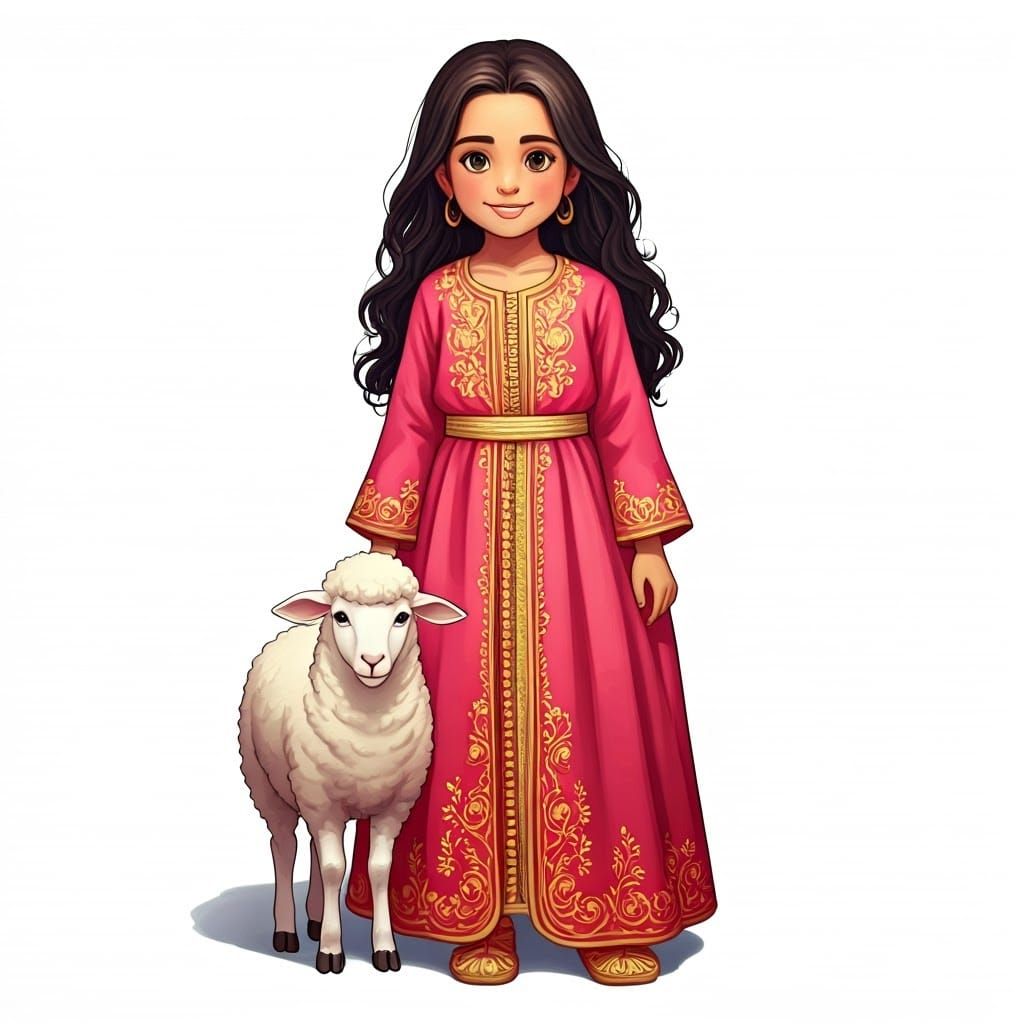 Charming Algerian Girl in Anime Style