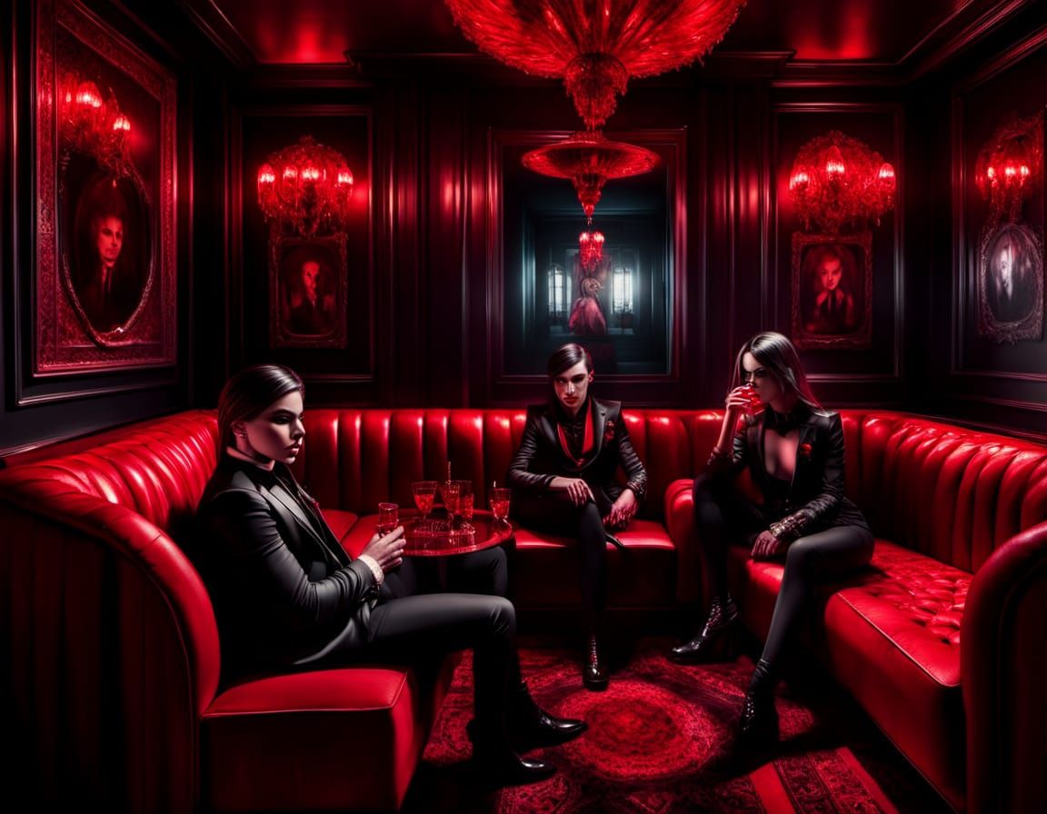 Vampires in Modern Nightlife, Gothic Digital Art