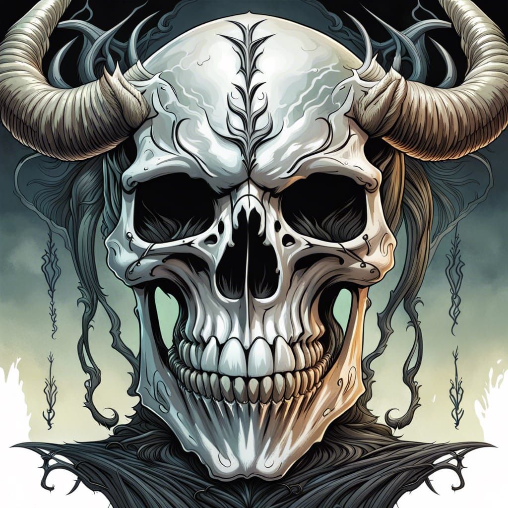 High Gothic Demonic Skull with Horns