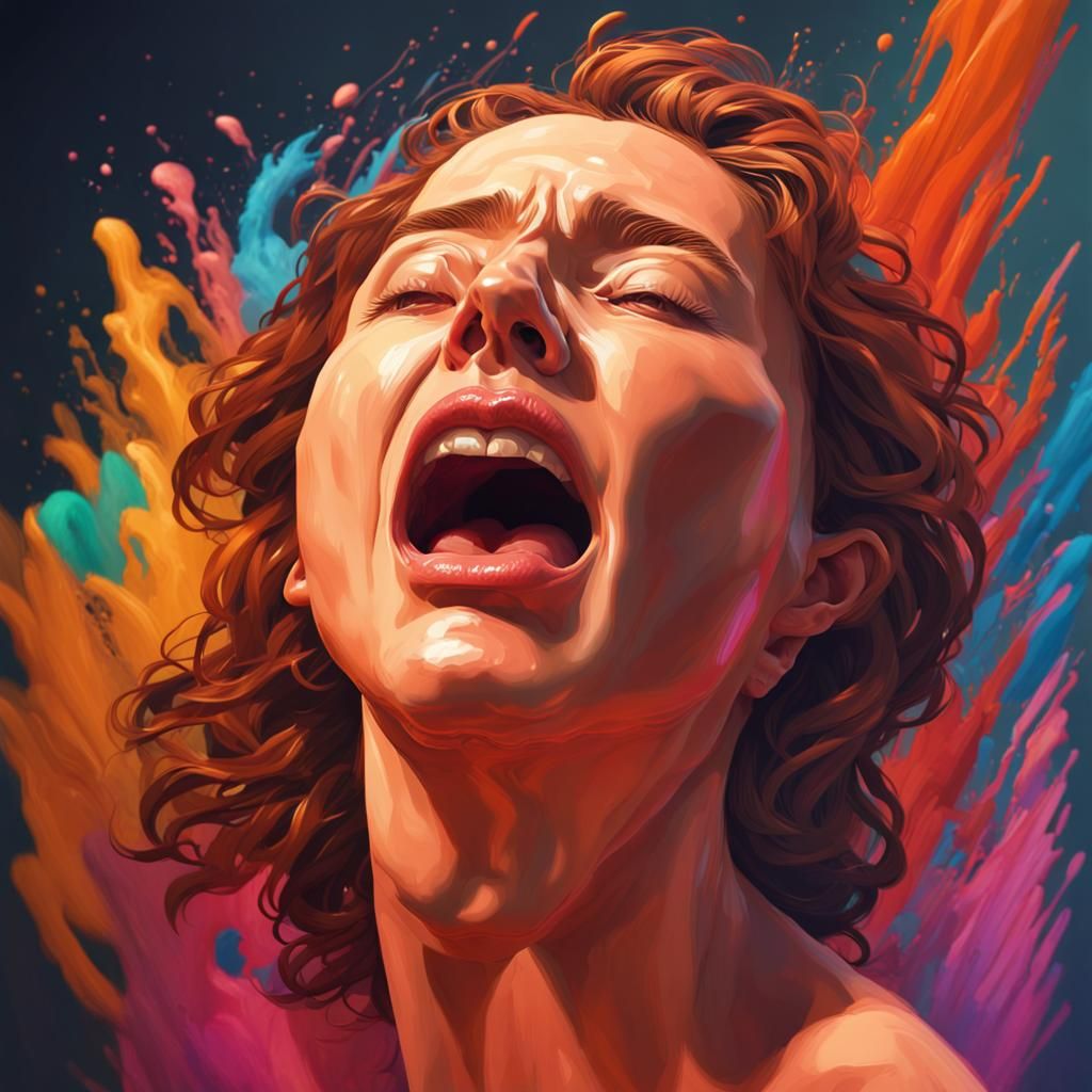 Hyperrealistic Bust of Woman in Ecstasy