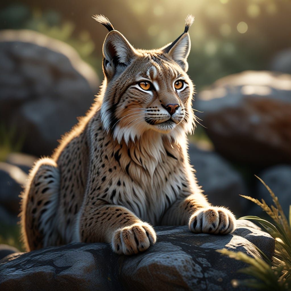 Lynx Portrait in Morning Light: Hyperrealistic Digital Art