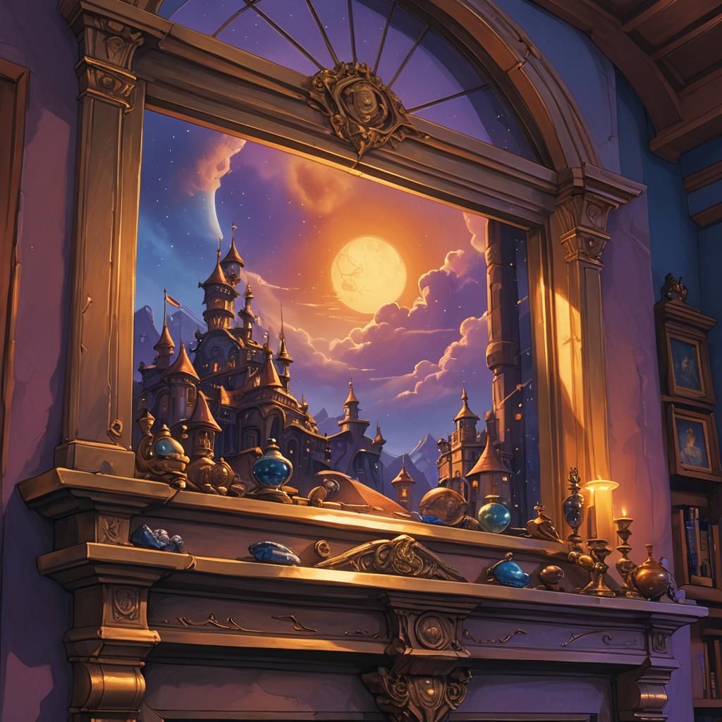 Treasure Planet on a Fireplace Mantle: Fantasy Art