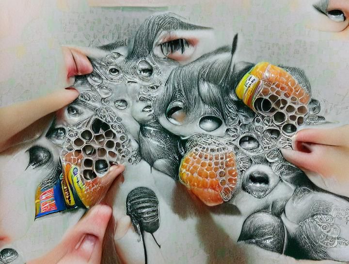 Disturbing Pencil Drawing Deep in the Night