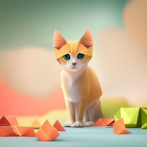 Origami Kitten Papercraft Sculpture