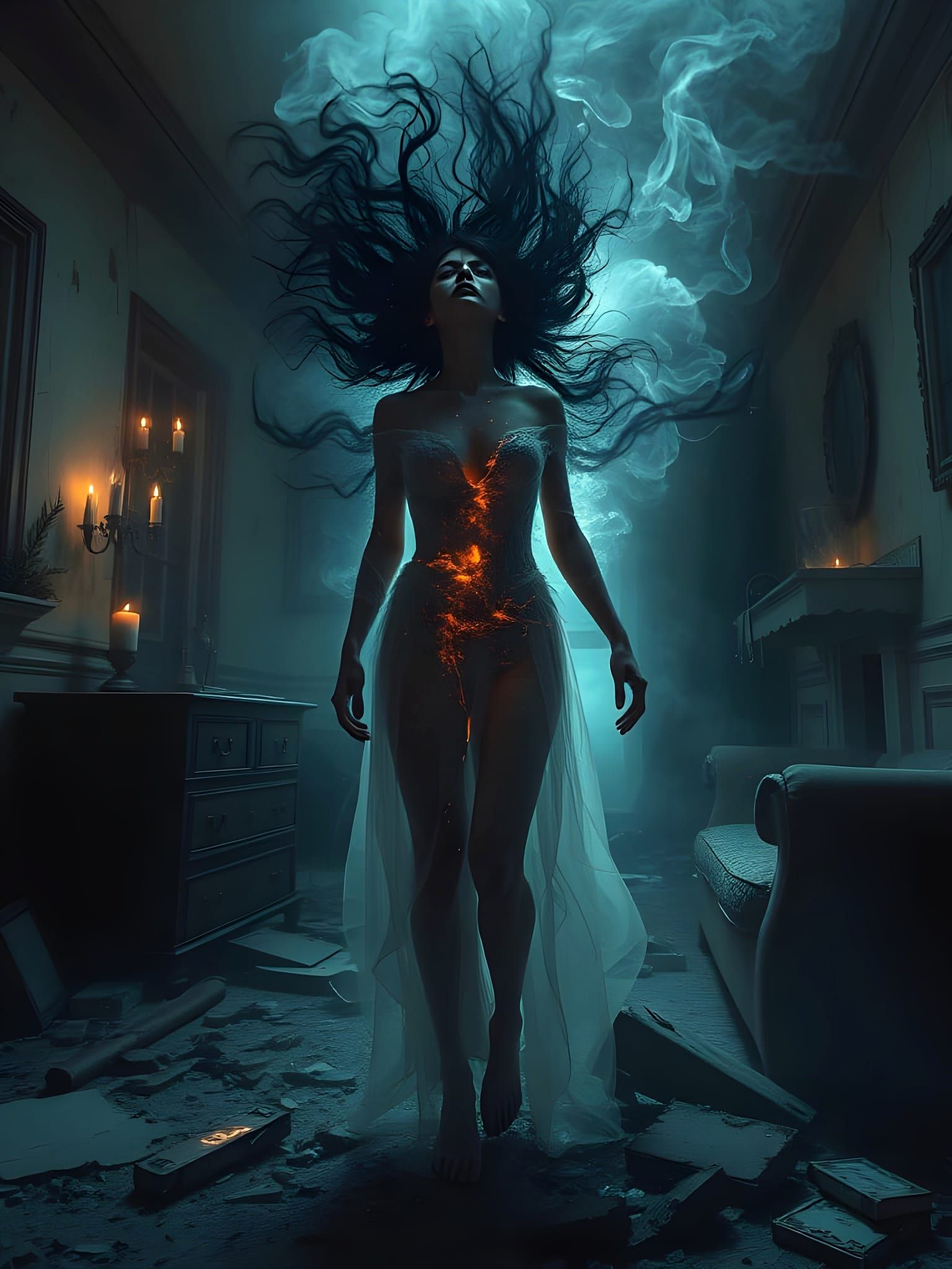 Soul Devoured by Darkness in a Haunting Fantasy Landscape