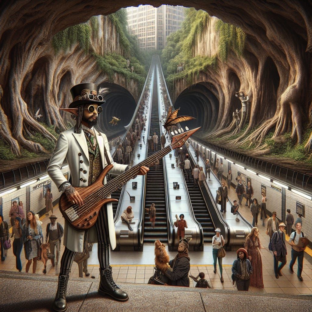 Bustling Underground Subway Station in Whimsical Dreamscape ...