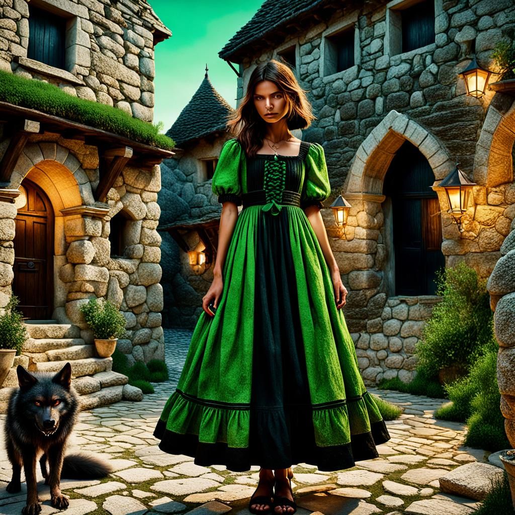 Werewolf in Picturesque Village: Renaissance Digital Art
