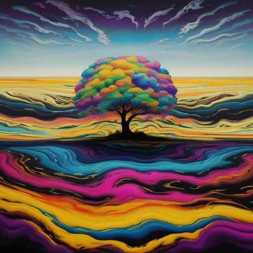 Surreal Zebras in Melting Dreamscape, Abstract Oil Painting