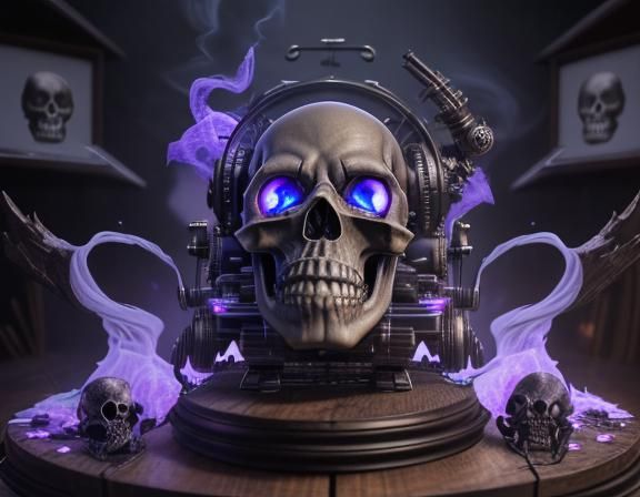 Sinister 3D Skull with Galaxy Eyes